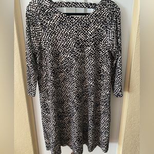 LOFT Medium Black and White Print Dress
